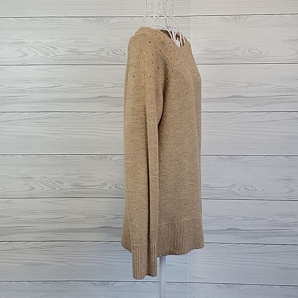Apt. 9 pullover crewneck sweater in shimmering tan Size L - Picture 6 of 13